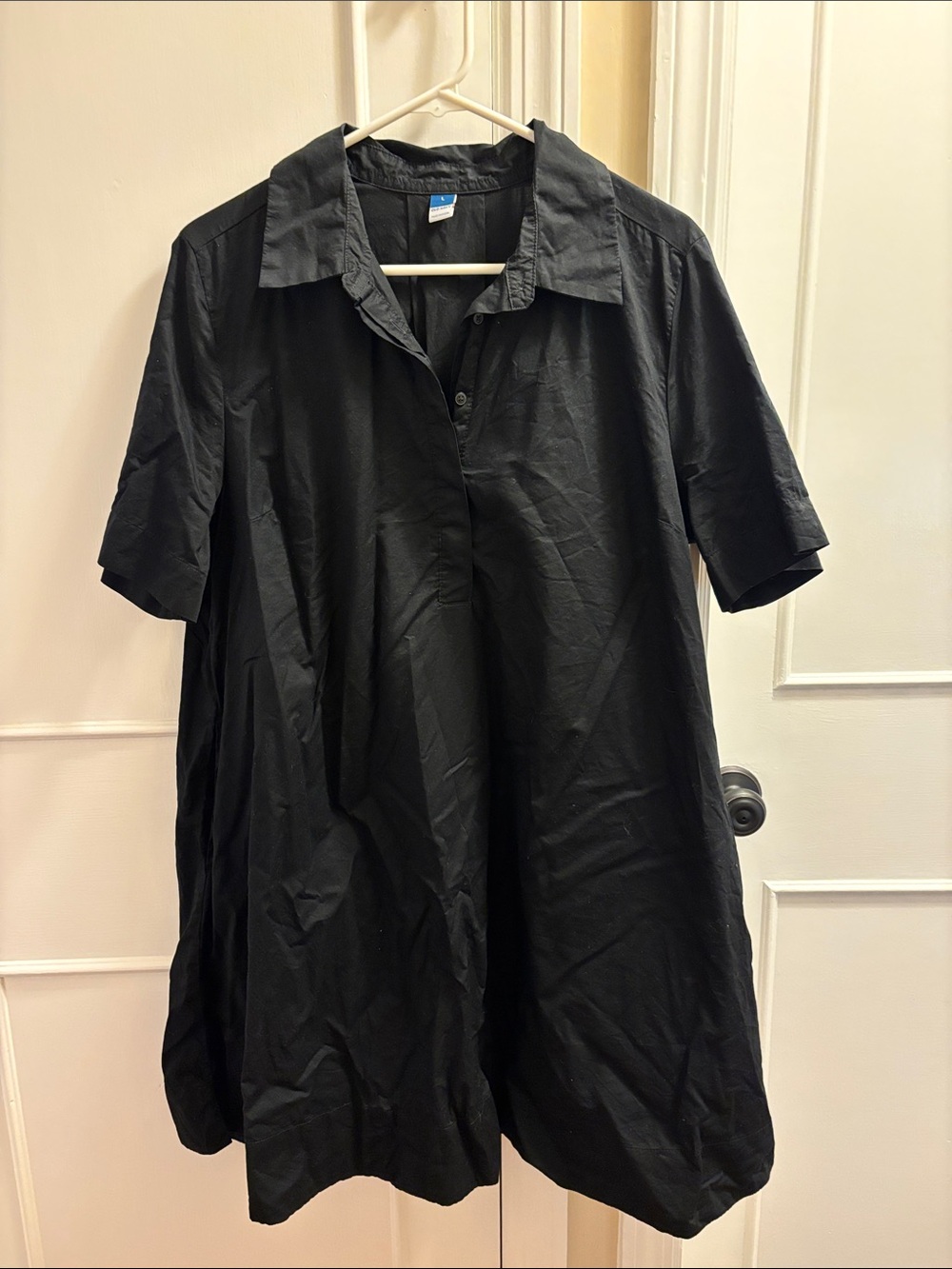 Women’s Black Short-Sleeve Work Shirtdress